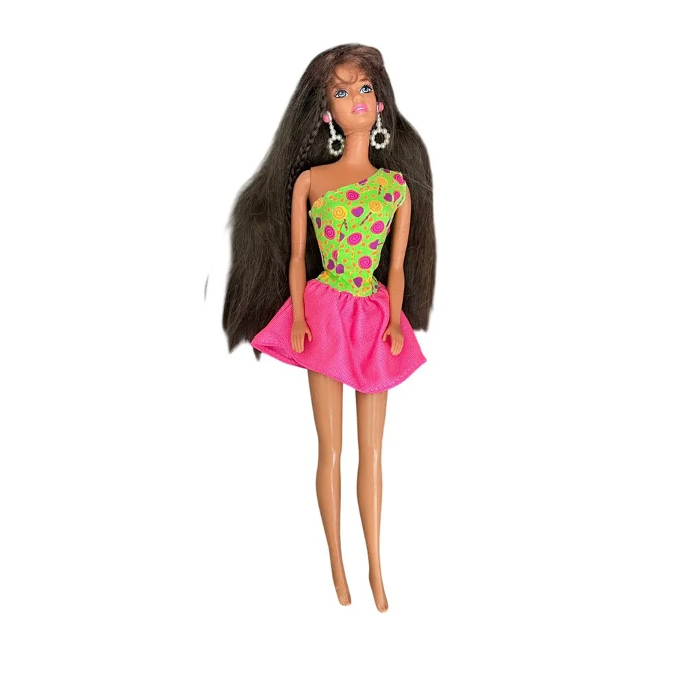 Vintage Mattel Barbie Doll Kira Long Hair Neon Lollipop Dress 90s Retro‎